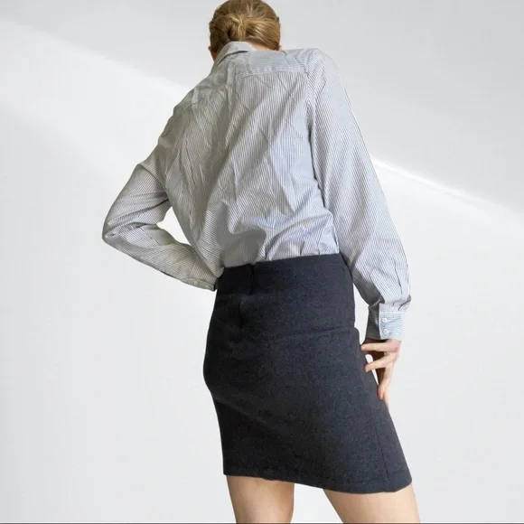 SPORTSCRAFT sz 12 cotton blouse shirt Oxford pinpoint white with navy pin stripe - Picture 8 of 10